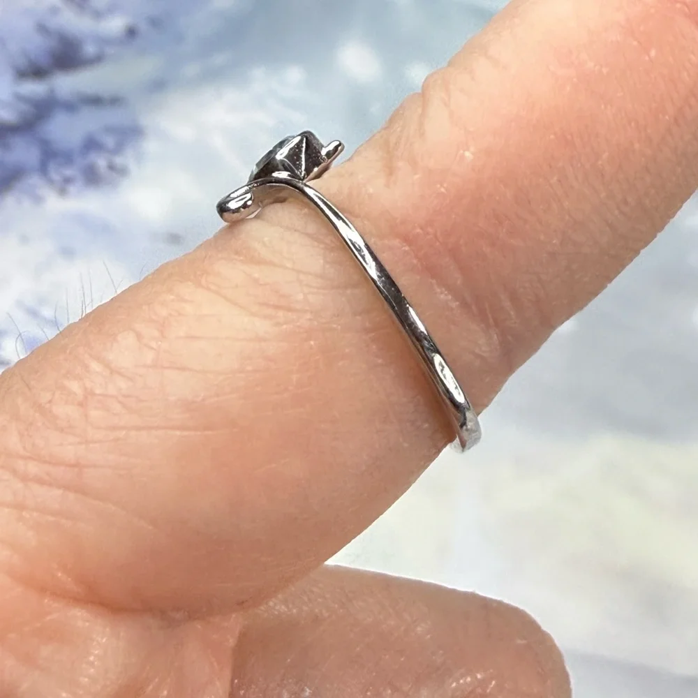 925 Silver Cat Ear Ring with Aquamarine Gemstone